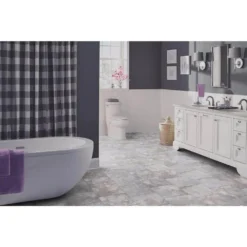 Ash Blended Slate 12 in. x 12 in. Peel and Stick Vinyl Tile (30 sq. ft. / case) by TrafficMaster -Deals Flooring Luxe Store ash blended slate trafficmaster vinyl tile ss1213 1f 1000