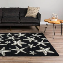 Cove 8 Starfish Black 3 ft. 6 in. x 5 ft. 6 in. Area Rug by Addison Rugs -Deals Flooring Luxe Store black addison rugs area rugs hdcv8bk4x6 31 1000