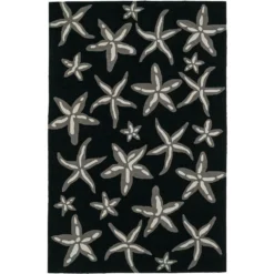 Cove 8 Starfish Black 3 ft. 6 in. x 5 ft. 6 in. Area Rug by Addison Rugs