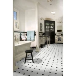 Black and White Marble Paver Residential Vinyl Sheet Flooring 12ft. Wide x Cut to Length by TrafficMaster -Deals Flooring Luxe Store black and white marble trafficmaster vinyl sheet flooring c1100405k509g14 1d 1000
