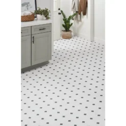 Black and White Marble Paver Residential Vinyl Sheet Flooring 12ft. Wide x Cut to Length by TrafficMaster -Deals Flooring Luxe Store black and white marble trafficmaster vinyl sheet flooring c1100405k509g14 40 1000