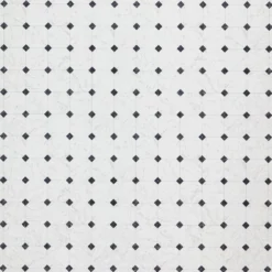 Black and White Marble Paver Residential Vinyl Sheet Flooring 12ft. Wide x Cut to Length by TrafficMaster