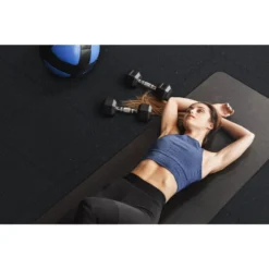 Black 25.2 in. x 25.2 in. x 0.68 in. Foam Shock Absorbing Gym Floor Tiles (4 Tiles/Pack) (17.64 sq. ft.) by TrafficMaster 17 Black 25.2 in. x 25.2 in. x 0.68 in. Foam Shock Absorbing Gym Floor Tiles (4 Tiles/Pack) (17.64 sq. ft.) by TrafficMaster -Deals Flooring Luxe Store black fleck trafficmaster gym floor tiles 24182coplhd 1f 1000