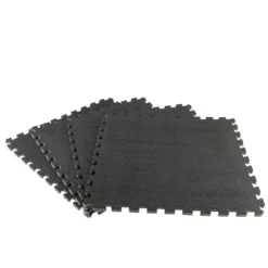 Black 25.2 in. x 25.2 in. x 0.68 in. Foam Shock Absorbing Gym Floor Tiles (4 Tiles/Pack) (17.64 sq. ft.) by TrafficMaster