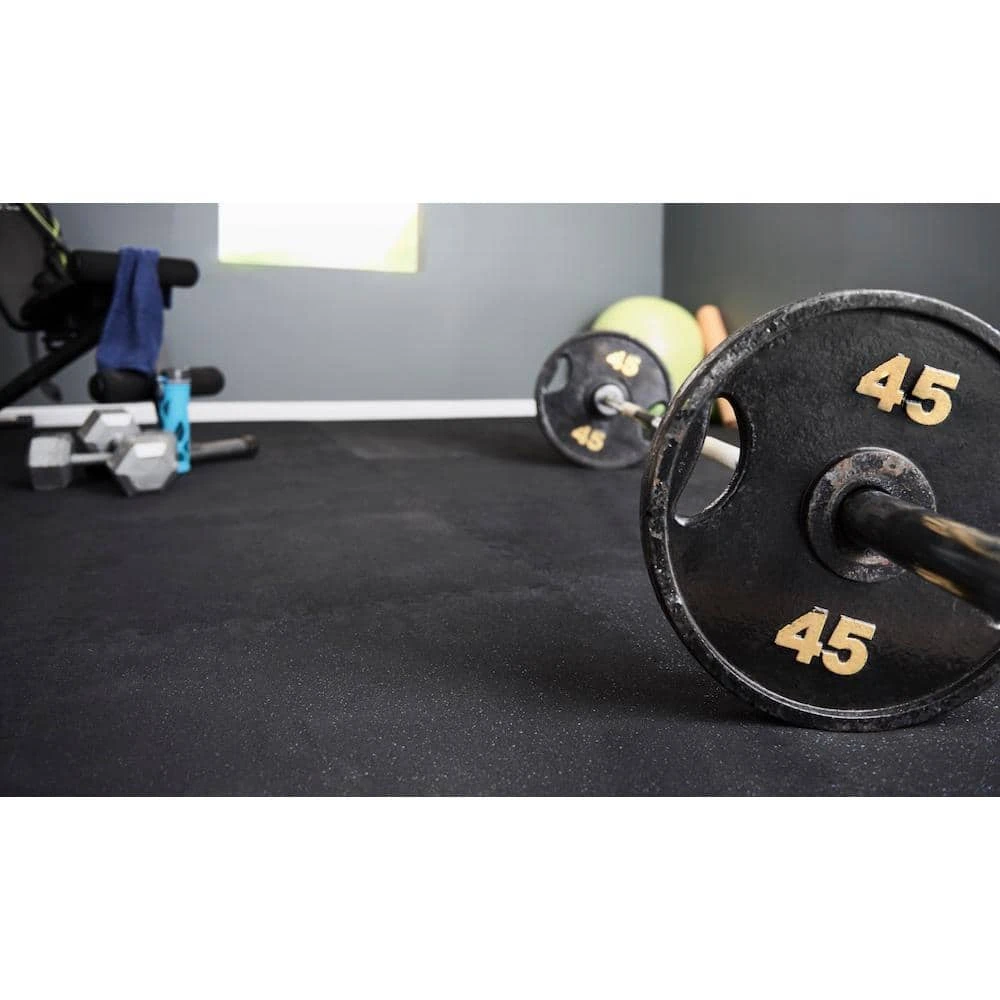 Black 25.2 in. x 25.2 in. x 0.68 in. Foam Shock Absorbing Gym Floor Tiles (4 Tiles/Pack) (17.64 sq. ft.) by TrafficMaster 4 Black 25.2 in. x 25.2 in. x 0.68 in. Foam Shock Absorbing Gym Floor Tiles (4 Tiles/Pack) (17.64 sq. ft.) by TrafficMaster - Image 2