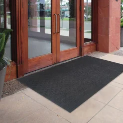 48 in. x 72 in. Black Recycled Rubber Commercial Door Mat by TrafficMaster -Deals Flooring Luxe Store black trafficmaster commercial floor mats 60 060 9501 4000600 31 1000
