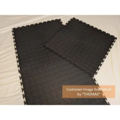Black Raised Coin 18 in. x 18 in. x 3.1 mm Rubber Interlocking Modular Flooring Tiles, 6-Pack (13.5 sq. ft.) by TrafficMaster -Deals Flooring Luxe Store black trafficmaster gym floor tiles 11n 532 18x18hd d4 1000