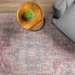 Baldwin 2 Blush 3 ft. 3 in. x 5 ft. 3 in. Medallion Velvet Non-Skid Indoor Area Rug by Addison Rugs -Deals Flooring Luxe Store blush addison rugs area rugs hdba2bl3x5 c3 1000