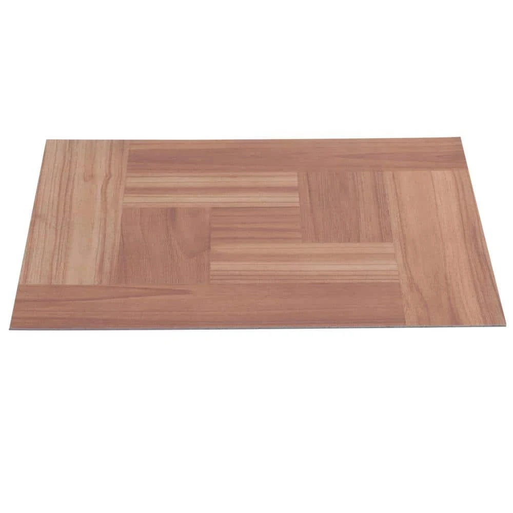 Brown Wood Parquet 12 in. x 12 in. Peel and Stick Vinyl Tile Flooring (30 sq. ft. / case) by TrafficMaster 5 Brown Wood Parquet 12 in. x 12 in. Peel and Stick Vinyl Tile Flooring (30 sq. ft. / case) by TrafficMaster - Image 3