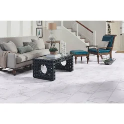 Carrara Marble 12 in. x 24 in. Peel and Stick Vinyl Tile (20 sq. ft. / case) by TrafficMaster -Deals Flooring Luxe Store carrara marble trafficmaster vinyl tile ss1212 1f 1000