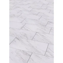 Carrara Marble 12 in. x 24 in. Peel and Stick Vinyl Tile (20 sq. ft. / case) by TrafficMaster -Deals Flooring Luxe Store carrara marble trafficmaster vinyl tile ss1212 4f 1000