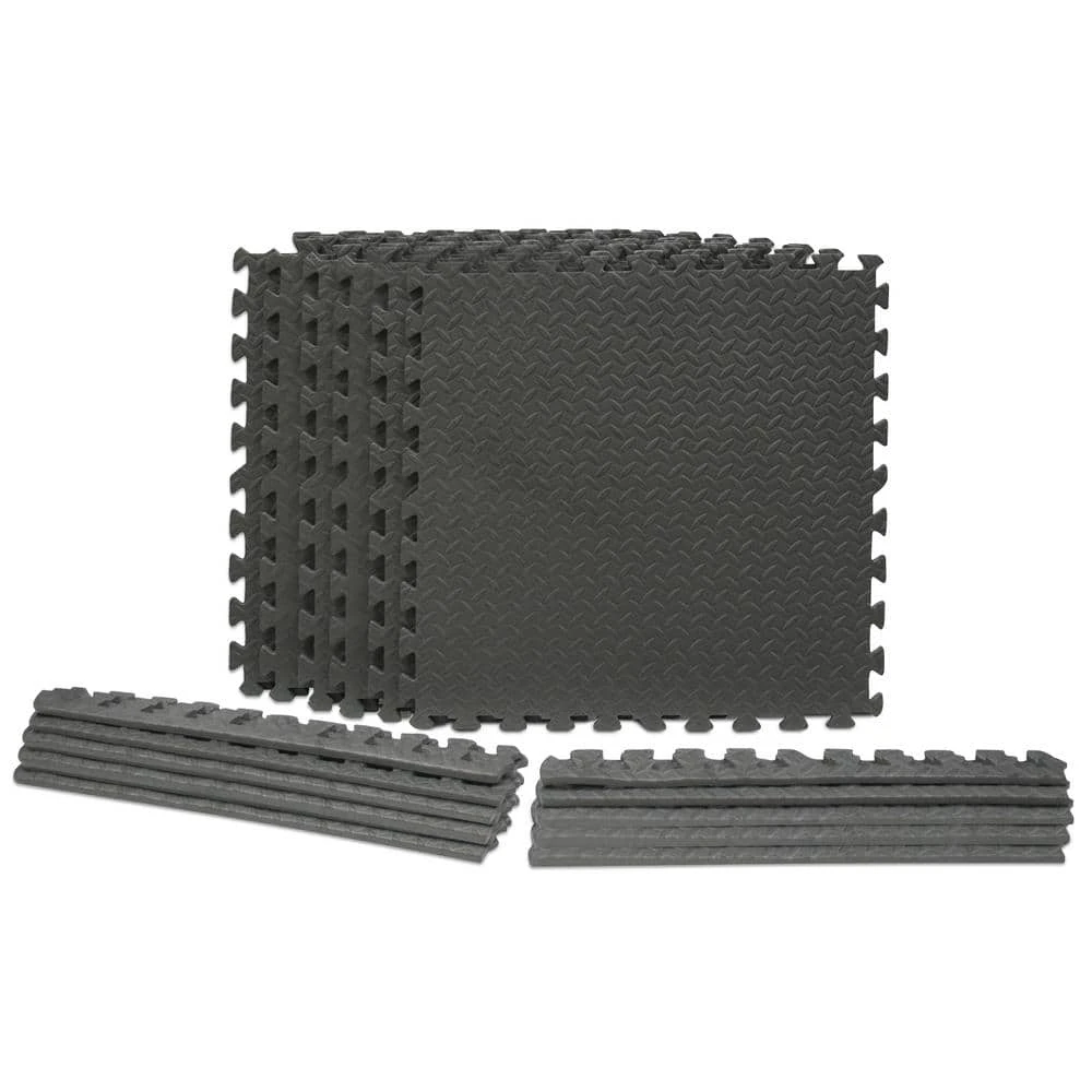 Dark Gray 24 in. x 24 in. x 0.47 in. Foam Interlocking Gym Floor Tiles (6 Tiles/Pack) (24 sq. ft.) by TrafficMaster 2 Dark Gray 24 in. x 24 in. x 0.47 in. Foam Interlocking Gym Floor Tiles (6 Tiles/Pack) (24 sq. ft.) by TrafficMaster