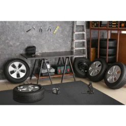 Dark Gray 24 in. x 24 in. x 0.47 in. Foam Interlocking Gym Floor Tiles (6 Tiles/Pack) (24 sq. ft.) by TrafficMaster 11 Dark Gray 24 in. x 24 in. x 0.47 in. Foam Interlocking Gym Floor Tiles (6 Tiles/Pack) (24 sq. ft.) by TrafficMaster -Deals Flooring Luxe Store dark gray diamond plate finish with borders trafficmaster gym floor tiles tm1264 a0 1000