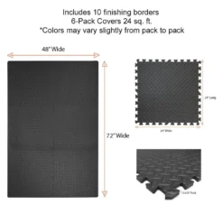 Dark Gray 24 in. x 24 in. x 0.47 in. Foam Interlocking Gym Floor Tiles (6 Tiles/Pack) (24 sq. ft.) by TrafficMaster 13 Dark Gray 24 in. x 24 in. x 0.47 in. Foam Interlocking Gym Floor Tiles (6 Tiles/Pack) (24 sq. ft.) by TrafficMaster -Deals Flooring Luxe Store dark gray diamond plate finish with borders trafficmaster gym floor tiles tm1264 c3 1000