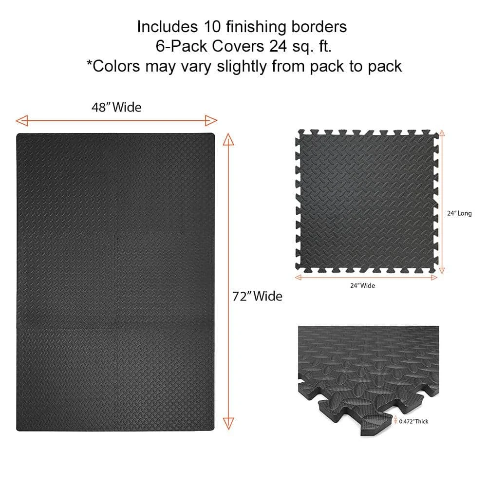 Dark Gray 24 in. x 24 in. x 0.47 in. Foam Interlocking Gym Floor Tiles (6 Tiles/Pack) (24 sq. ft.) by TrafficMaster 7 Dark Gray 24 in. x 24 in. x 0.47 in. Foam Interlocking Gym Floor Tiles (6 Tiles/Pack) (24 sq. ft.) by TrafficMaster - Image 6