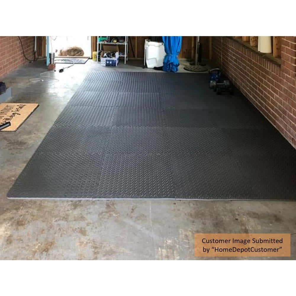 Dark Gray 24 in. x 24 in. x 0.47 in. Foam Interlocking Gym Floor Tiles (6 Tiles/Pack) (24 sq. ft.) by TrafficMaster 8 Dark Gray 24 in. x 24 in. x 0.47 in. Foam Interlocking Gym Floor Tiles (6 Tiles/Pack) (24 sq. ft.) by TrafficMaster - Image 7