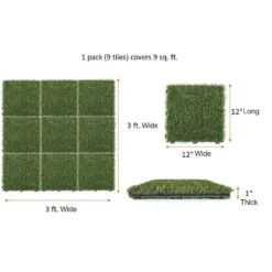 1 ft. x 1 ft. Artificial Grass Interlocking Tiles (9-Pack) by TrafficMaster -Deals Flooring Luxe Store green trafficmaster artificial grass 48219 1d 1000