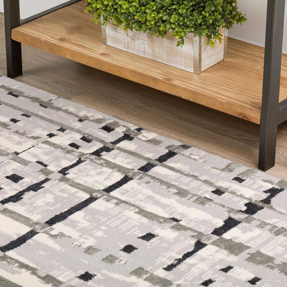 Gentry 4 Grey 3 Ft. 3 In. x 5 Ft. 1 In. Abstract Checker Area Rug by Addison Rugs 5 Gentry 4 Grey 3 Ft. 3 In. x 5 Ft. 1 In. Abstract Checker Area Rug by Addison Rugs - Image 3