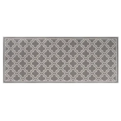 Trellis Grey 2 ft. x 5 ft. Trellis Polyester Accent Rug by TrafficMaster