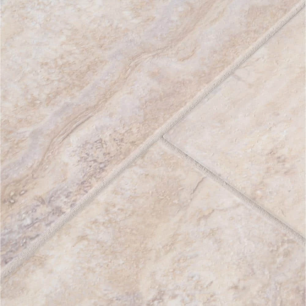 Light Grey 12 in. x 24 in. Travertine Peel and Stick Vinyl Tile Flooring (20 sq. ft. / case) by TrafficMaster 5 Light Grey 12 in. x 24 in. Travertine Peel and Stick Vinyl Tile Flooring (20 sq. ft. / case) by TrafficMaster - Image 3