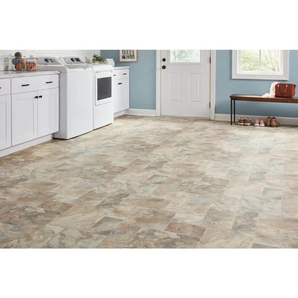Modular Natural Slate Stone Residential Vinyl Sheet Flooring 12ft. Wide x Cut to Length by TrafficMaster 4 Modular Natural Slate Stone Residential Vinyl Sheet Flooring 12ft. Wide x Cut to Length by TrafficMaster - Image 2