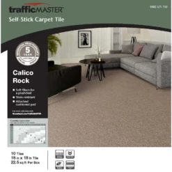 Calico Rock Brown Residential 18 in. x 18 Peel and Stick Carpet Tile (10 Tiles/Case) 22.50 sq. ft. by TrafficMaster 14 Calico Rock Brown Residential 18 in. x 18 Peel and Stick Carpet Tile (10 Tiles/Case) 22.50 sq. ft. by TrafficMaster -Deals Flooring Luxe Store oxford trafficmaster carpet tile ht003 763 1818 40 1000