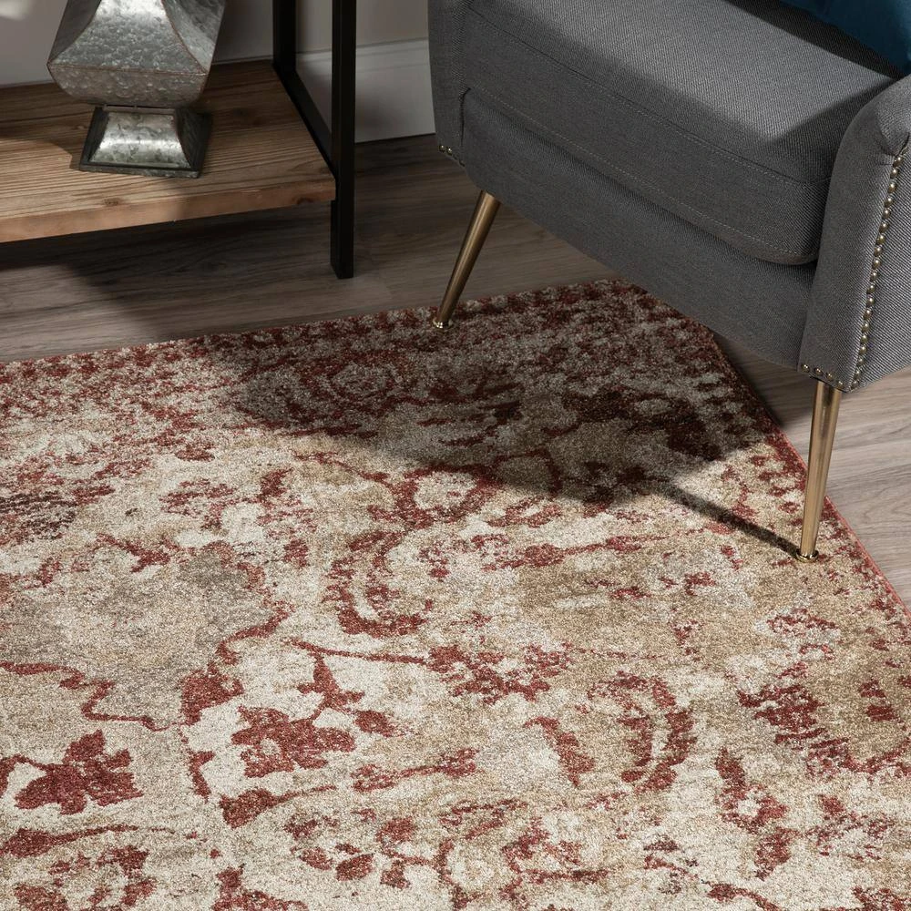 Provincial 4 Paprika 9 ft. 6 x 13 ft. 2 Distressed Persian Area Rug by Addison Rugs 5 Provincial 4 Paprika 9 ft. 6 x 13 ft. 2 Distressed Persian Area Rug by Addison Rugs - Image 3