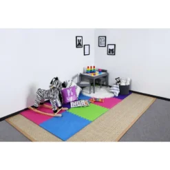 Primary Pastel 24 in. x 24 in. x 0.47 in. Foam Playroom Floor Tiles (4 Tiles/Pack) (16 sq. ft.) by TrafficMaster -Deals Flooring Luxe Store primary pastel trafficmaster gym floor tiles 24121hdus 40 1000