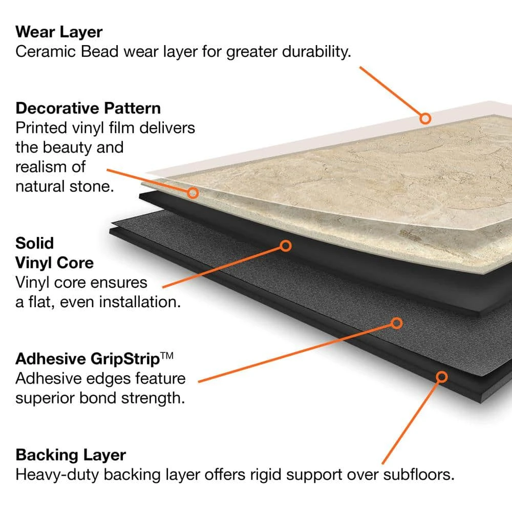 12 in. W Sedona GripStrip Luxury Vinyl Tile Flooring (24 sq. ft./case) by TrafficMaster 10 12 in. W Sedona GripStrip Luxury Vinyl Tile Flooring (24 sq. ft./case) by TrafficMaster - Image 8