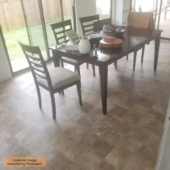 Pro Basic Refined Slate Neutral Stone Residential Vinyl Sheet Flooring 12ft. Wide x Cut to Length by TrafficMaster -Deals Flooring Luxe Store slate neutral trafficmaster vinyl sheet flooring c9770406k536g14 40 1000