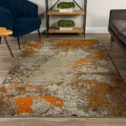 Bach 60 Abstract Tangerine 3 ft. 3 in. x 5 ft. 1 in. Area Rug by Addison Rugs -Deals Flooring Luxe Store tangerine addison rugs area rugs hdbh60ta3x5 31 1000
