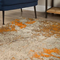 Bach 60 Abstract Tangerine 3 ft. 3 in. x 5 ft. 1 in. Area Rug by Addison Rugs -Deals Flooring Luxe Store tangerine addison rugs area rugs hdbh60ta3x5 4f 1000