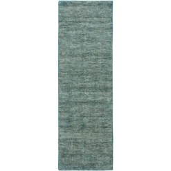 Dexter 1 Teal 2 ft. 3 in. x 7 ft. 6 in. Tonal Solid Wool and Viscose Indoor Area Rug Runner by Addison Rugs